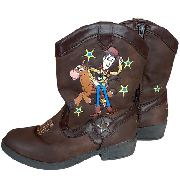 Other - Toy Story Brown Cowboy Boots with Cartoon Design Size 10 EUC